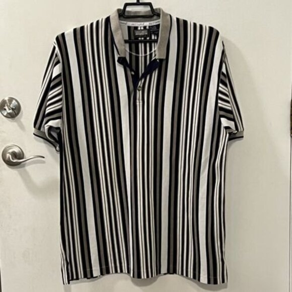 Vtg Levis Mens Brittania Striped Short Sleeve Polo Shirt 100% Cotton Size XL - Picture 2 of 12